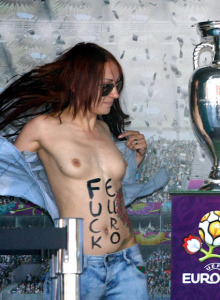 Femen stealing a soccer cup